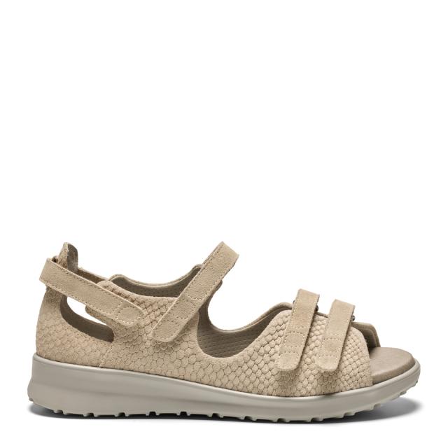 Women´s sandal with adjustable velcro straps and half-open heel cap