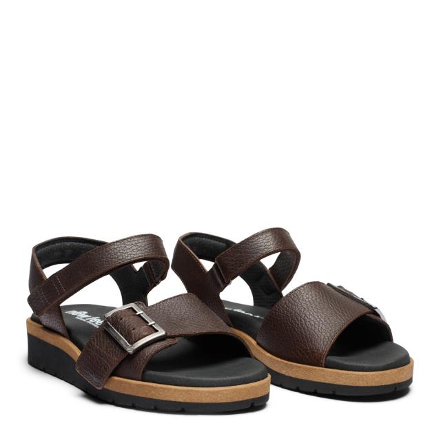 Women's sandal with adjustable velcro strap and buckle