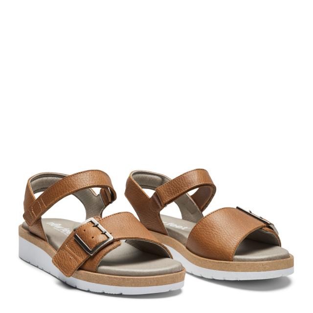 Women's sandal with adjustable velcro strap and buckle