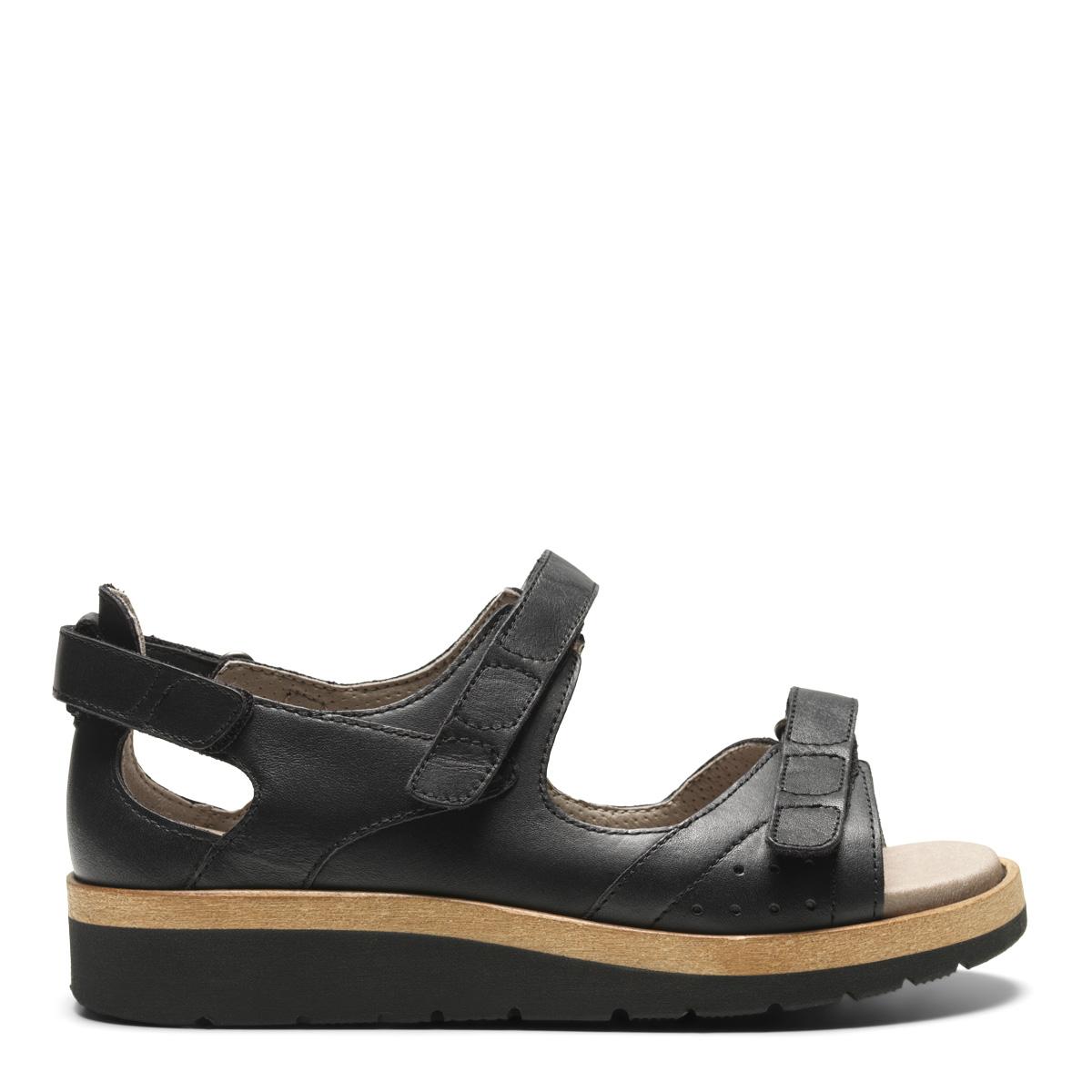 Women´s sandal with two adjustable velcro straps and half-open heel cap