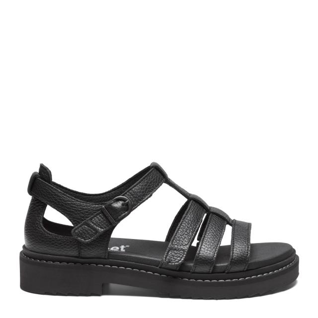 Women's sandal with half-open heel cap and two adjustable straps