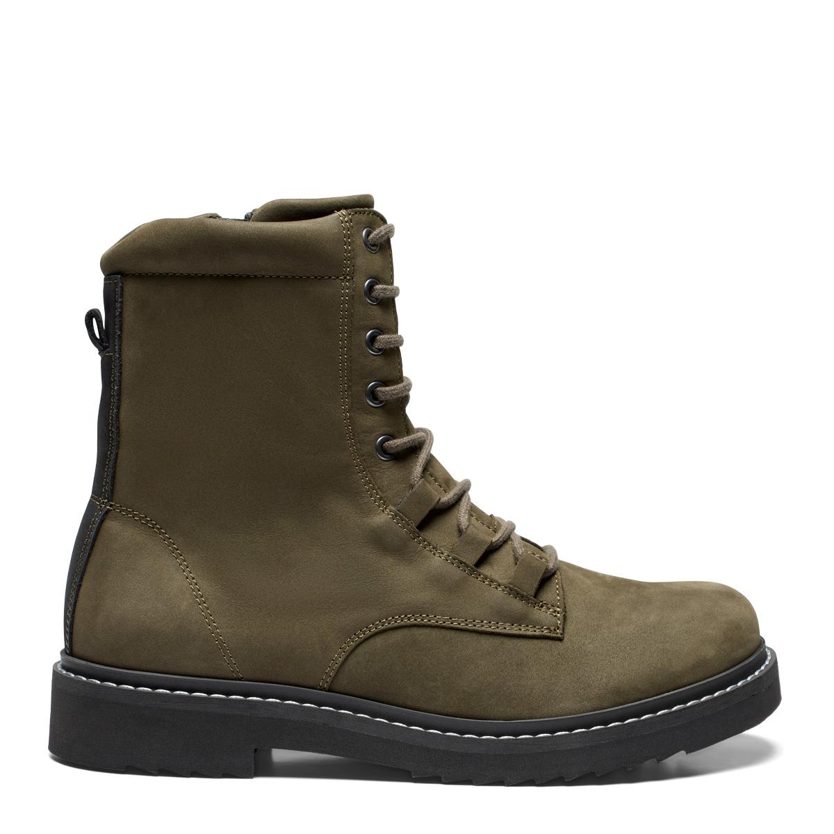  Lace-up boot  with lining and zipper