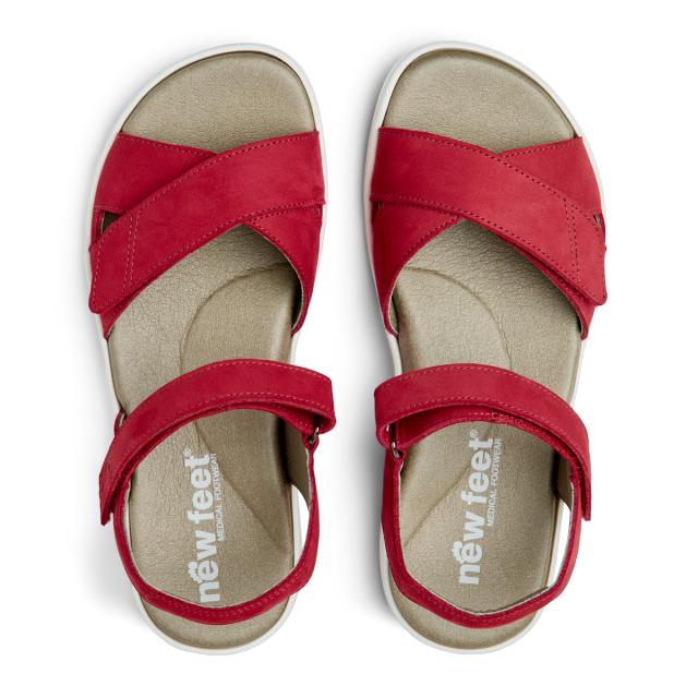 Women´s sandal with heel strap and two velcro straps