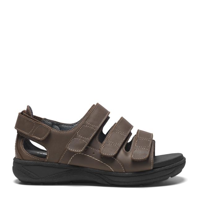 Men's sandal with three adjustable velcro straps and heel counter